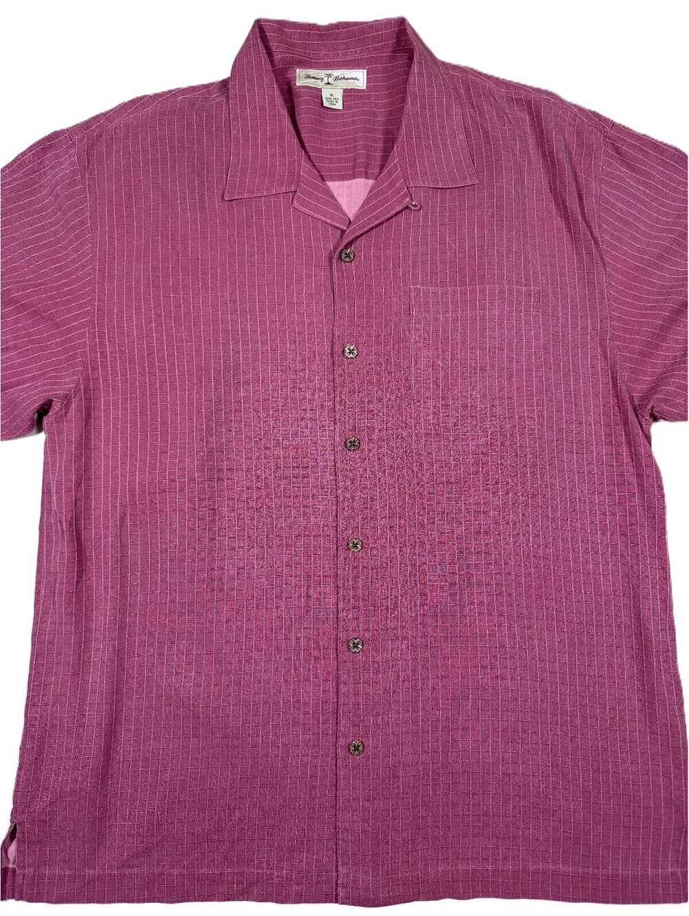 Tommy Bahama Men's Short Sleeve Camp Shirt Red Checkered 100% Silk